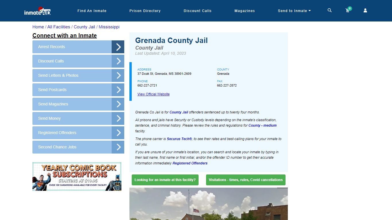 Grenada County Jail - Inmate Locator - Grenada, MS